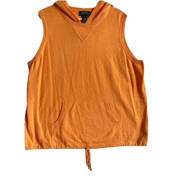 VTG Ralph Lauren Sweater Sleeveless Vest Hooded Sz 2X Made In Australia Orange - Picture 1 of 7